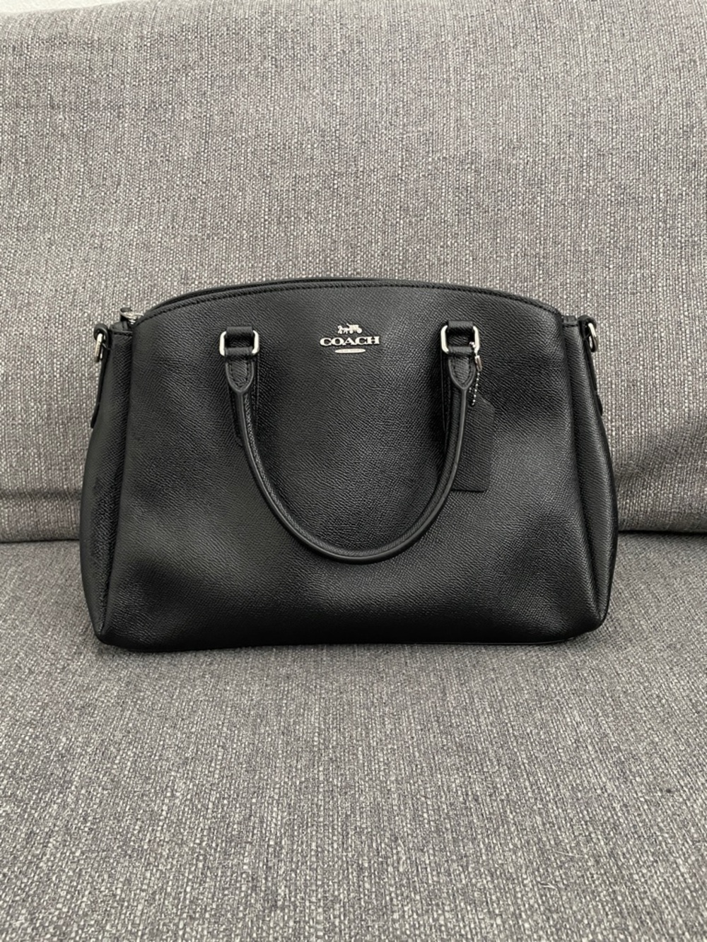 Coach Black Pebbled Leather Satchel with Silver Hardware